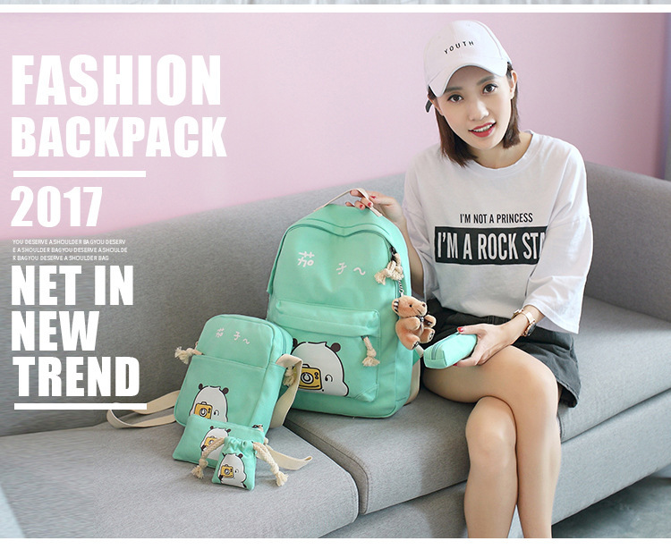 Computer Bag Schoolbag Backpack Backpack Canvas Bag Female School Cat Garden Style Student Travel Casual Cute Six-Piece Set Computer Bag Schoolbag Backpack Backpack Canvas Bag Female School Cat Garden Style Student Travel Casual Cute Six-Piece Set