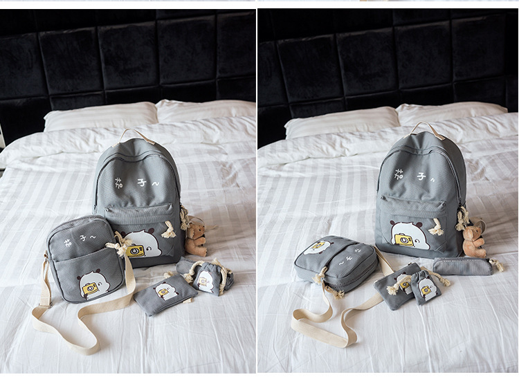 Computer Bag Schoolbag Backpack Backpack Canvas Bag Female School Cat Garden Style Student Travel Casual Cute Six-Piece Set Computer Bag Schoolbag Backpack Backpack Canvas Bag Female School Cat Garden Style Student Travel Casual Cute Six-Piece Set