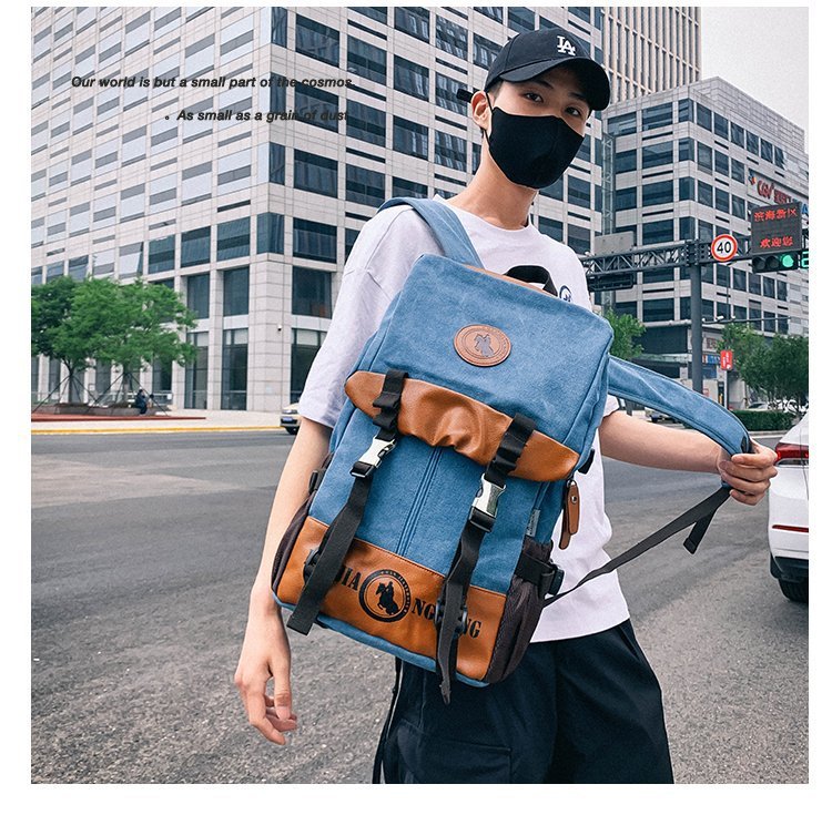 Men's and Women's Backpack Fashion Trend Canvas Backpack Youth Computer Backpack College Students Bag Leisure Travel Bag