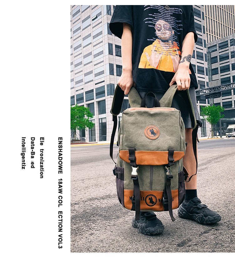 Men's and Women's Backpack Fashion Trend Canvas Backpack Youth Computer Backpack College Students Bag Leisure Travel Bag