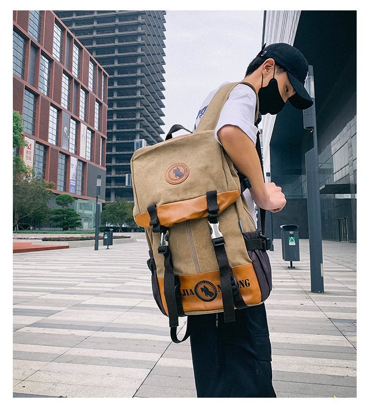 Men's and Women's Backpack Fashion Trend Canvas Backpack Youth Computer Backpack College Students Bag Leisure Travel Bag