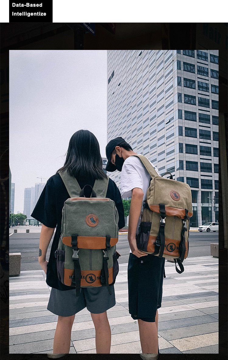 Men's and Women's Backpack Fashion Trend Canvas Backpack Youth Computer Backpack College Students Bag Leisure Travel Bag
