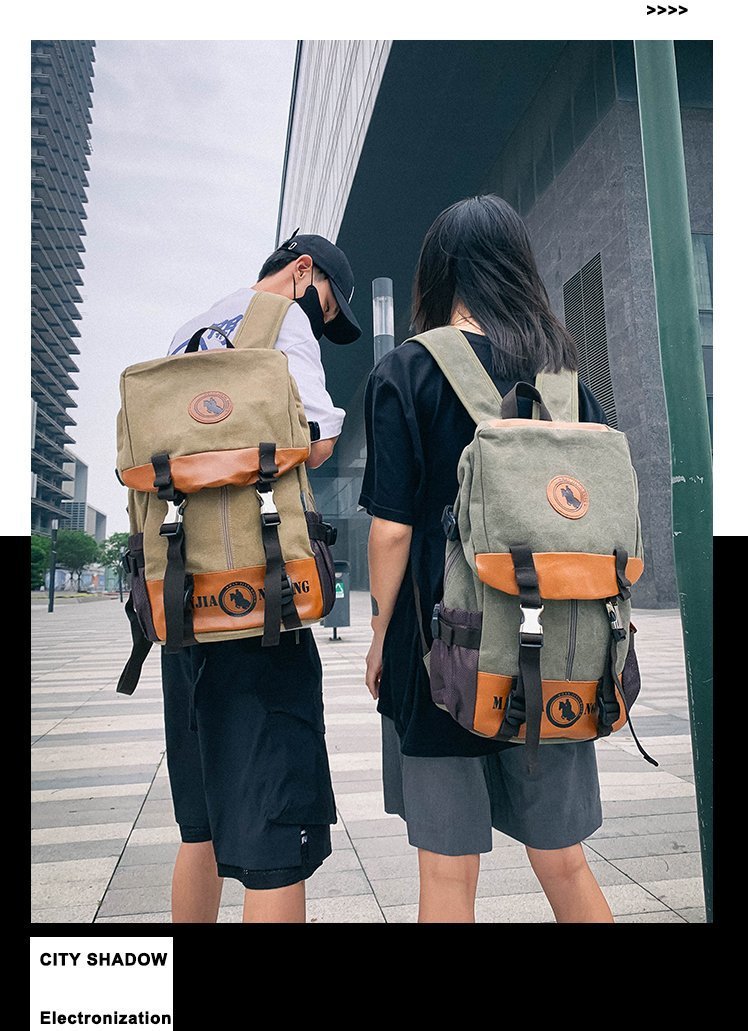 Men's and Women's Backpack Fashion Trend Canvas Backpack Youth Computer Backpack College Students Bag Leisure Travel Bag