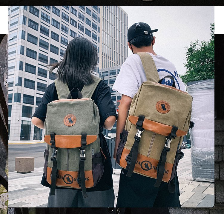 Men's and Women's Backpack Fashion Trend Canvas Backpack Youth Computer Backpack College Students Bag Leisure Travel Bag