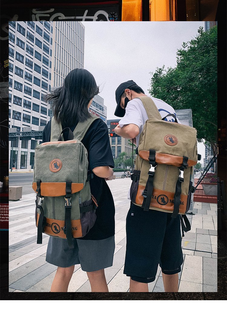 Men's and Women's Backpack Fashion Trend Canvas Backpack Youth Computer Backpack College Students Bag Leisure Travel Bag