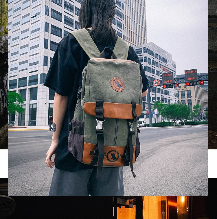 Men's and Women's Backpack Fashion Trend Canvas Backpack Youth Computer Backpack College Students Bag Leisure Travel Bag