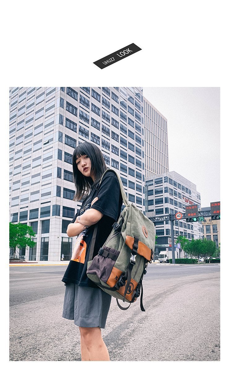 Men's and Women's Backpack Fashion Trend Canvas Backpack Youth Computer Backpack College Students Bag Leisure Travel Bag