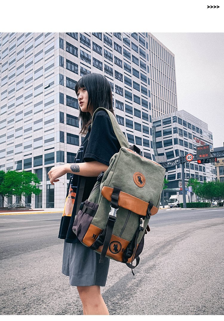 Men's and Women's Backpack Fashion Trend Canvas Backpack Youth Computer Backpack College Students Bag Leisure Travel Bag