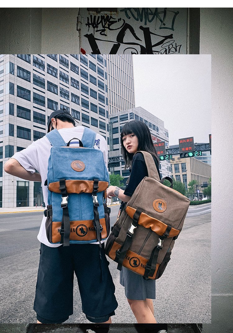 Men's and Women's Backpack Fashion Trend Canvas Backpack Youth Computer Backpack College Students Bag Leisure Travel Bag