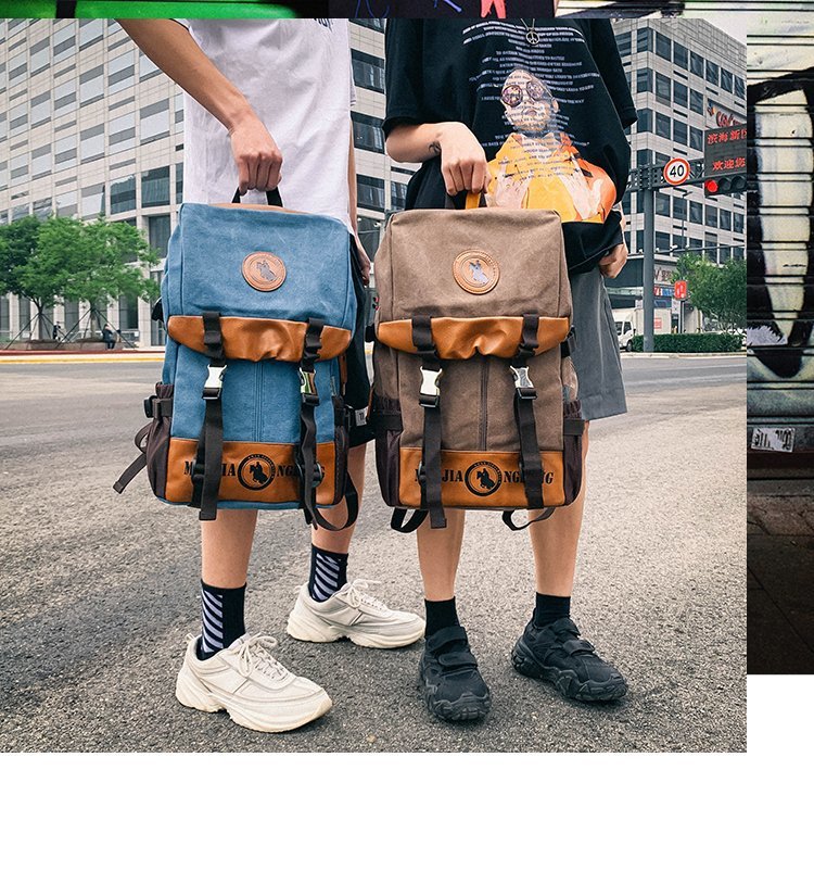Men's and Women's Backpack Fashion Trend Canvas Backpack Youth Computer Backpack College Students Bag Leisure Travel Bag