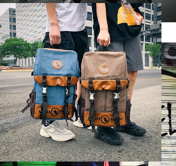 Men's and Women's Backpack Fashion Trend Canvas Backpack Youth Computer Backpack College Students Bag Leisure Travel Bag
