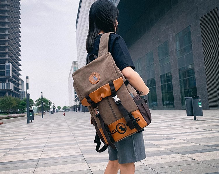 Men's and Women's Backpack Fashion Trend Canvas Backpack Youth Computer Backpack College Students Bag Leisure Travel Bag
