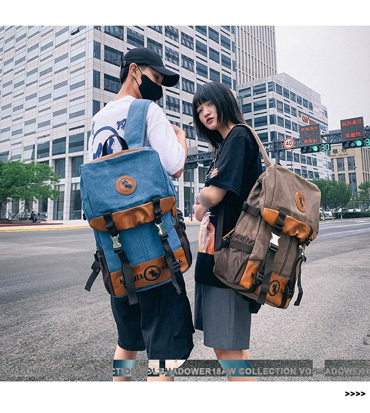 Men's and Women's Backpack Fashion Trend Canvas Backpack Youth Computer Backpack College Students Bag Leisure Travel Bag