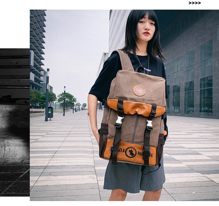 Men's and Women's Backpack Fashion Trend Canvas Backpack Youth Computer Backpack College Students Bag Leisure Travel Bag
