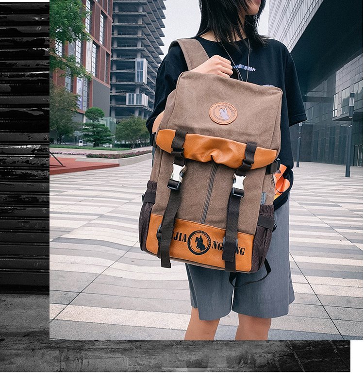 Men's and Women's Backpack Fashion Trend Canvas Backpack Youth Computer Backpack College Students Bag Leisure Travel Bag