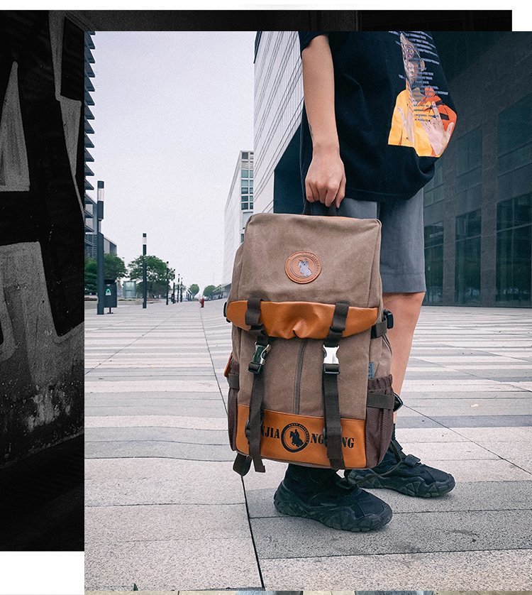 Men's and Women's Backpack Fashion Trend Canvas Backpack Youth Computer Backpack College Students Bag Leisure Travel Bag