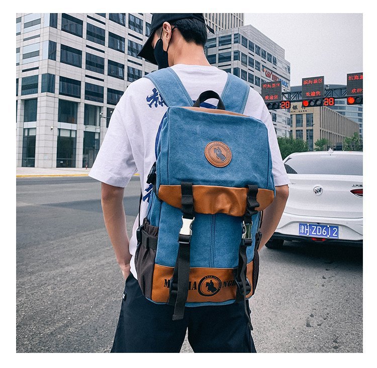 Men's and Women's Backpack Fashion Trend Canvas Backpack Youth Computer Backpack College Students Bag Leisure Travel Bag