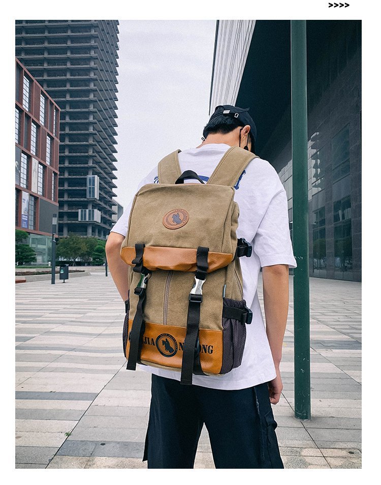 Men's and Women's Backpack Fashion Trend Canvas Backpack Youth Computer Backpack College Students Bag Leisure Travel Bag