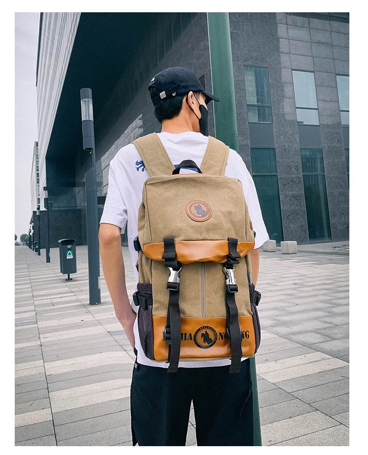 Men's and Women's Backpack Fashion Trend Canvas Backpack Youth Computer Backpack College Students Bag Leisure Travel Bag