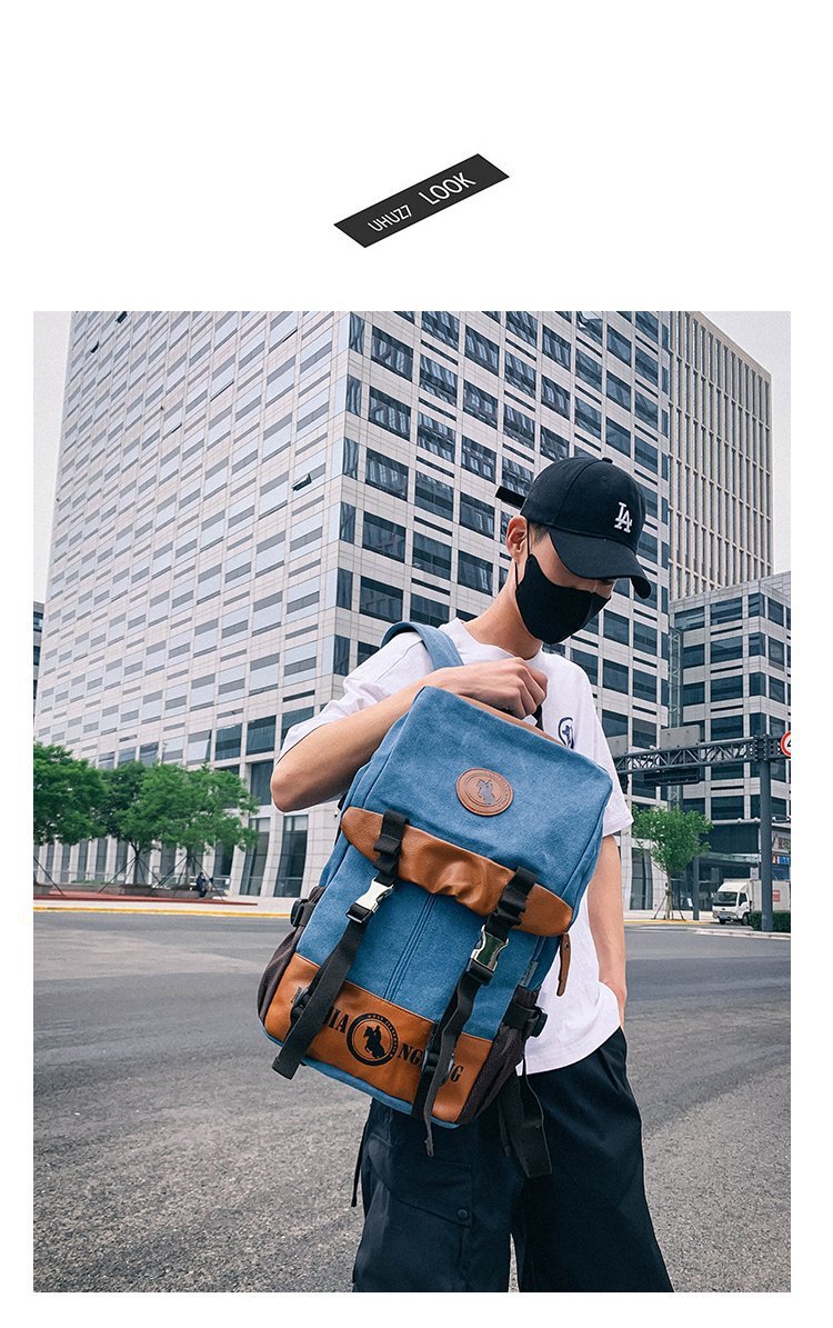 Men's and Women's Backpack Fashion Trend Canvas Backpack Youth Computer Backpack College Students Bag Leisure Travel Bag