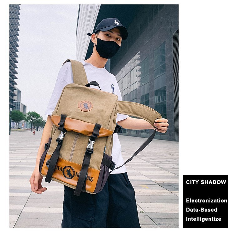 Men's and Women's Backpack Fashion Trend Canvas Backpack Youth Computer Backpack College Students Bag Leisure Travel Bag
