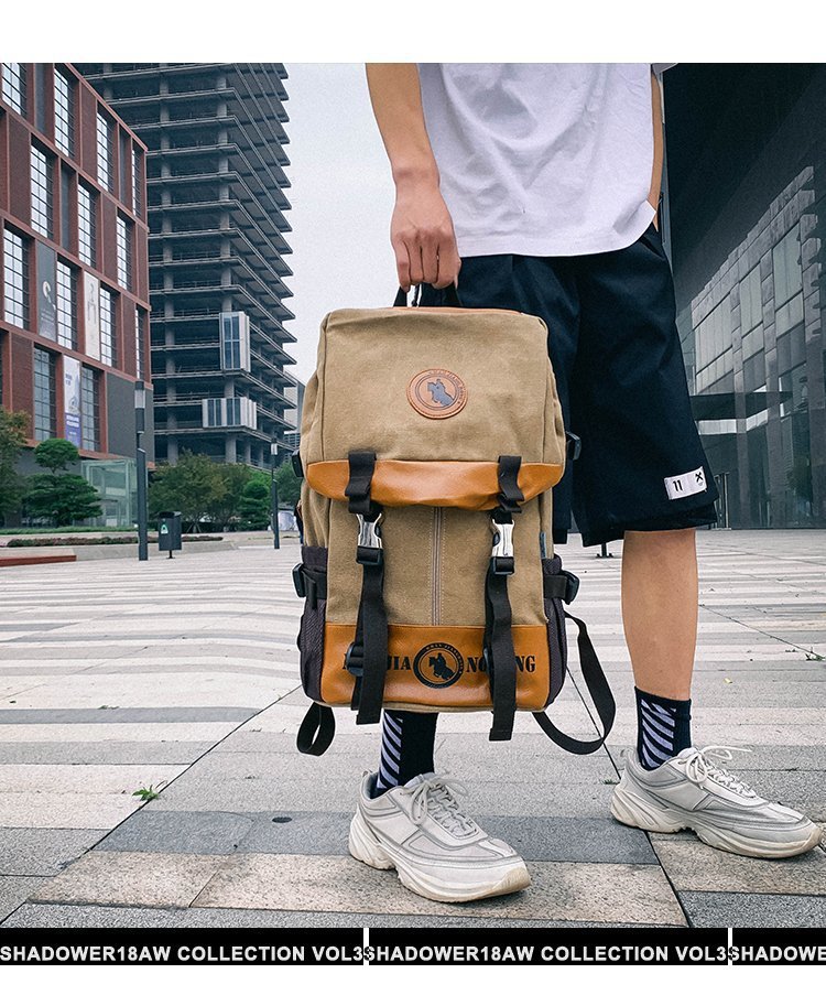 Men's and Women's Backpack Fashion Trend Canvas Backpack Youth Computer Backpack College Students Bag Leisure Travel Bag