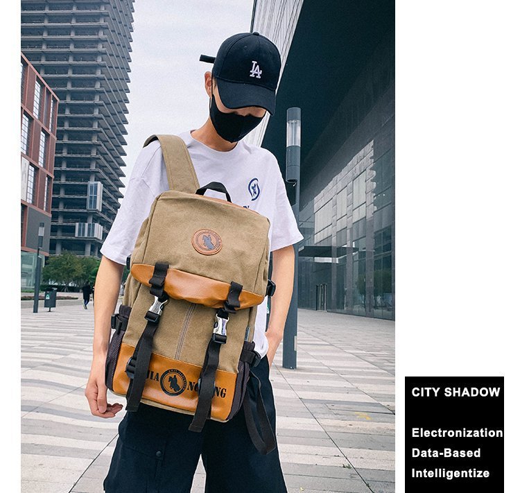 Men's and Women's Backpack Fashion Trend Canvas Backpack Youth Computer Backpack College Students Bag Leisure Travel Bag