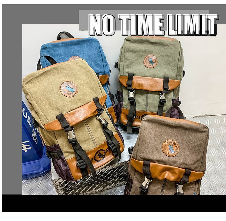 Men's and Women's Backpack Fashion Trend Canvas Backpack Youth Computer Backpack College Students Bag Leisure Travel Bag