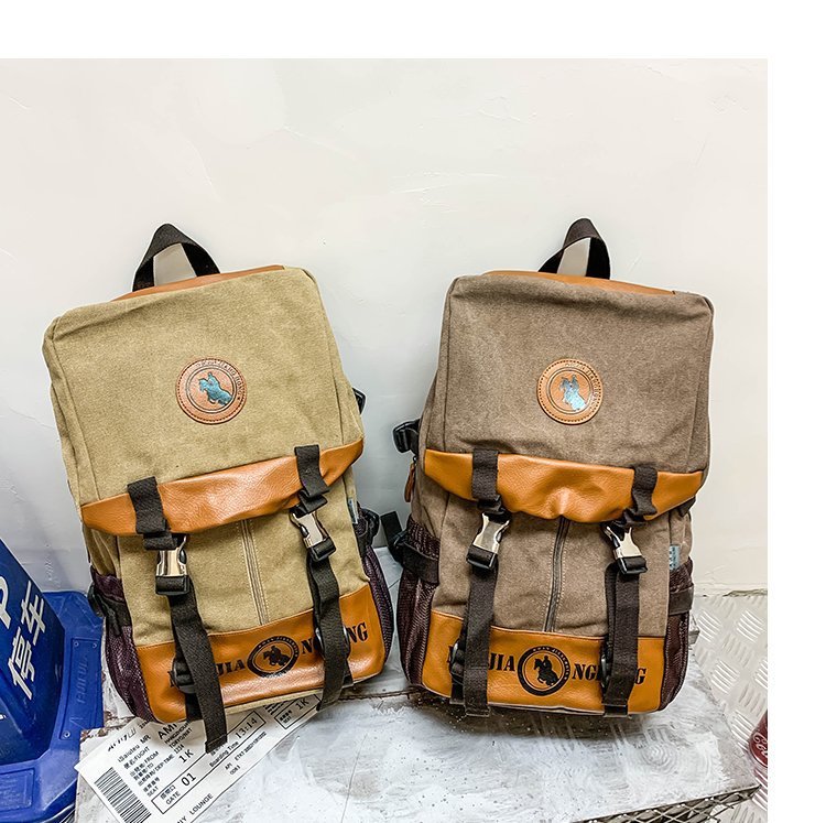 Men's and Women's Backpack Fashion Trend Canvas Backpack Youth Computer Backpack College Students Bag Leisure Travel Bag