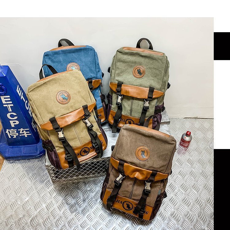 Men's and Women's Backpack Fashion Trend Canvas Backpack Youth Computer Backpack College Students Bag Leisure Travel Bag