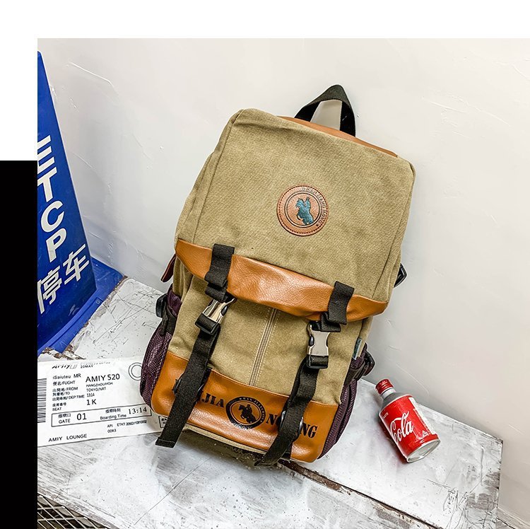 Men's and Women's Backpack Fashion Trend Canvas Backpack Youth Computer Backpack College Students Bag Leisure Travel Bag
