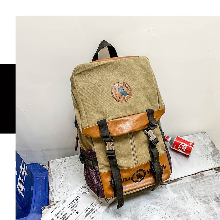 Men's and Women's Backpack Fashion Trend Canvas Backpack Youth Computer Backpack College Students Bag Leisure Travel Bag