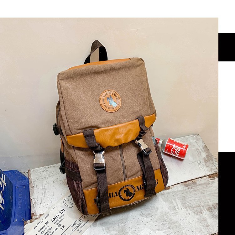 Men's and Women's Backpack Fashion Trend Canvas Backpack Youth Computer Backpack College Students Bag Leisure Travel Bag