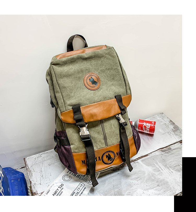 Men's and Women's Backpack Fashion Trend Canvas Backpack Youth Computer Backpack College Students Bag Leisure Travel Bag