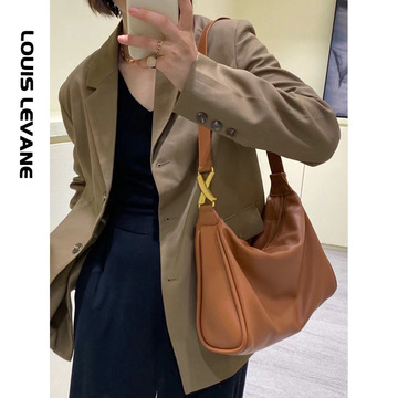 Cowhide Colorblock Tote Bag Female 2021winter New Shoulder Underarm Bag Commuter Computer Bag Handbags for Moms Tide