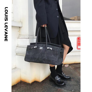 Cowhide Colorblock Tote Bag Female 2021winter New Shoulder Underarm Bag Commuter Computer Bag Handbags for Moms Tide