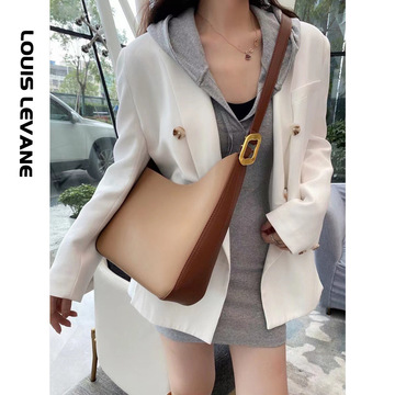 Cowhide Colorblock Tote Bag Female 2021winter New Shoulder Underarm Bag Commuter Computer Bag Handbags for Moms Tide