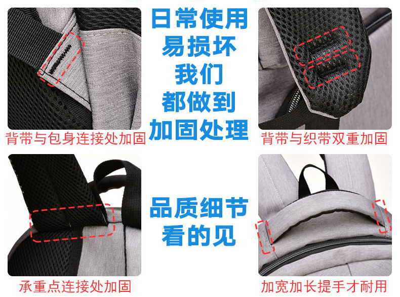 Men's Large Capacity Backpack Rechargeable USB Business Computer Bag Casual Backpack Early High School Student Schoolbag