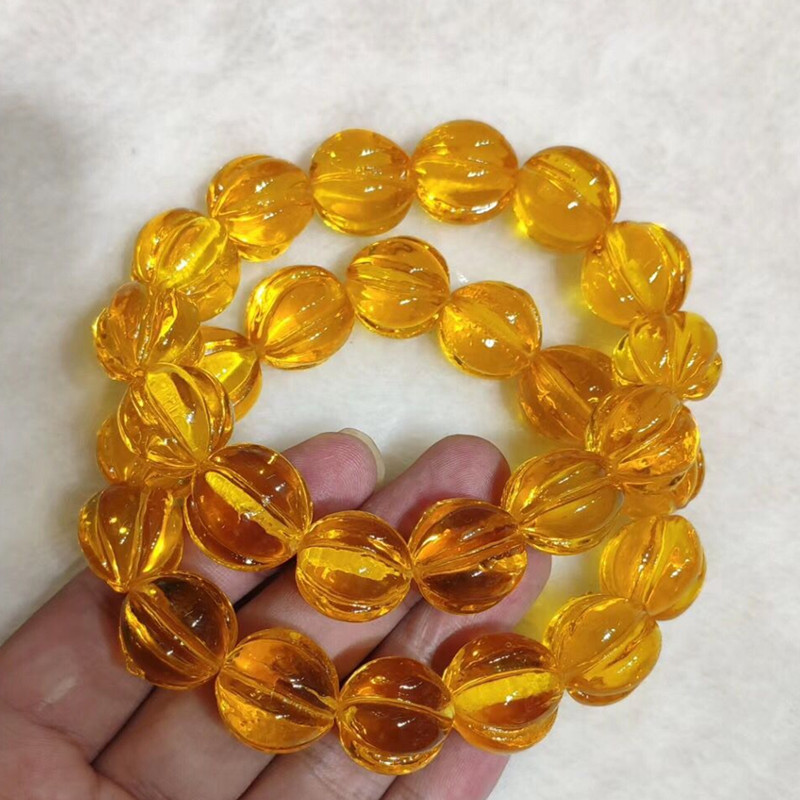Natural second generation honey wax amber chicken oil yellow old honey Buddha beads bracelet hand string men and women