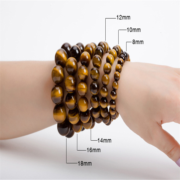 Factory Direct Supply 6-20mm Gem Scenic Spot Stall Live Broadcast Natural Yellow Tiger Eyes Tiger Eye' Stone Bracelet Tigereye