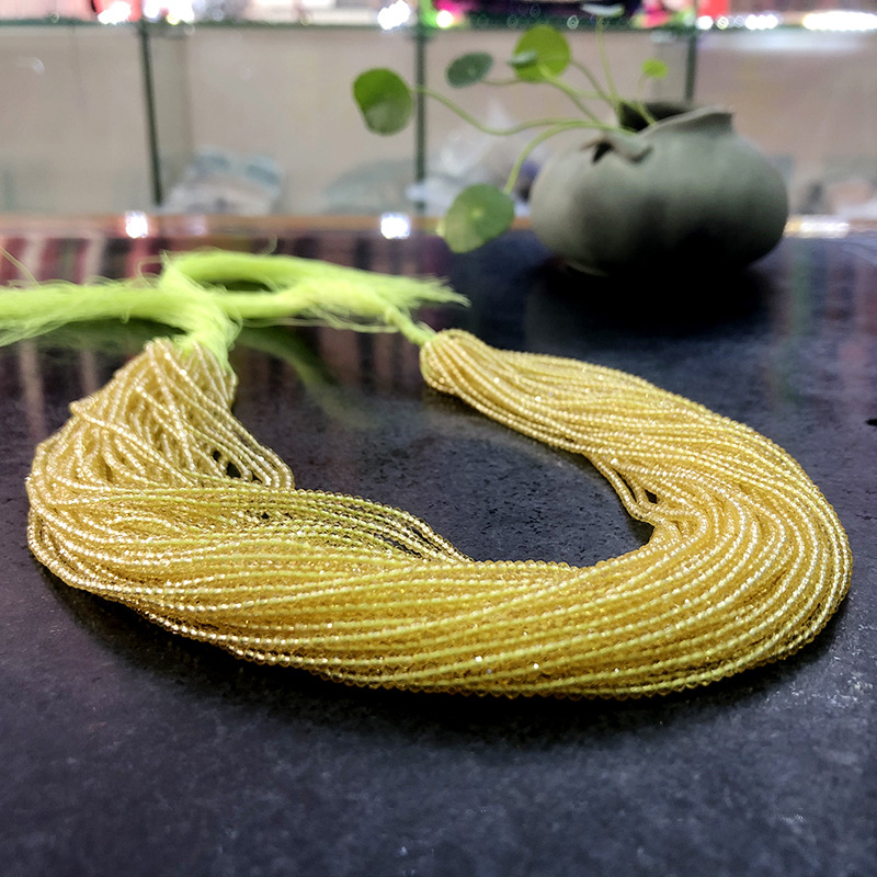 Light Yellow Spinel Personality Ornament Long Chain Hard Surface Polished near Natural Stone DIY Bracelet Clavicle Chain Accessories