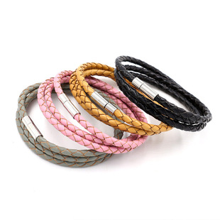 Factory Direct Sales Black Red Yellow Green Four-Color Woven Leather Bracelet Jamaica Reggae Leather Bracelet Wrist Ring