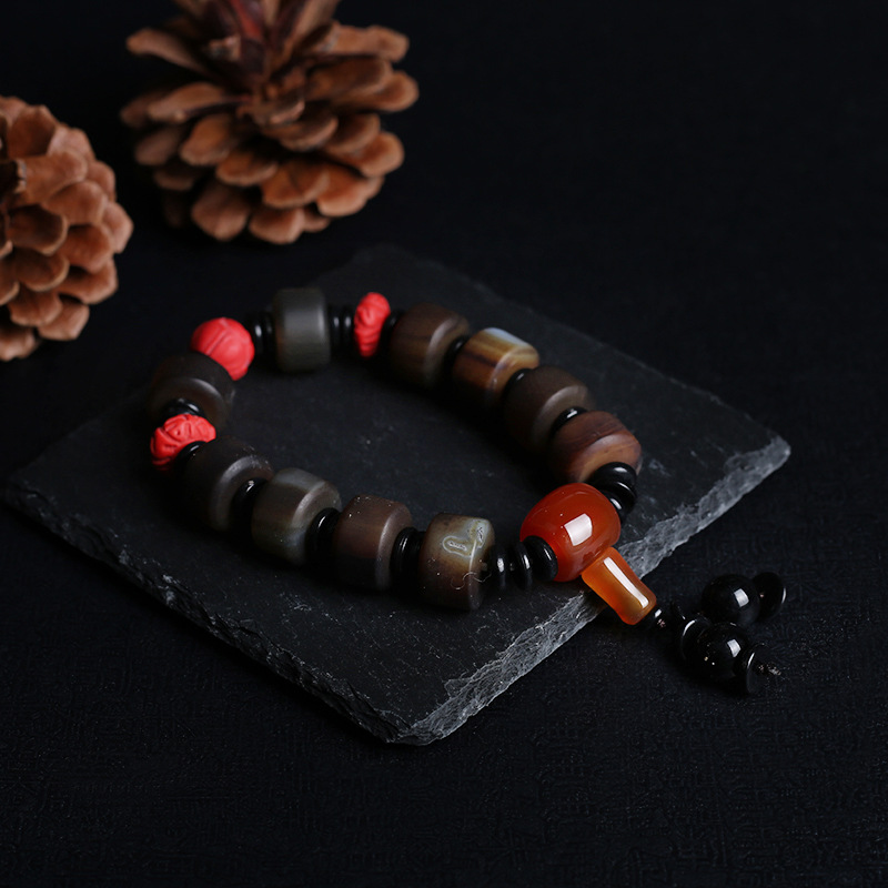 Natural silk agate string male fashion jewelry lovers a pair of female bracelet red yellow multicolored silk agate