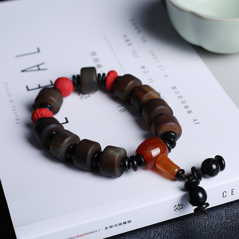 Natural silk agate string male fashion jewelry lovers a pair of female bracelet red yellow multicolored silk agate