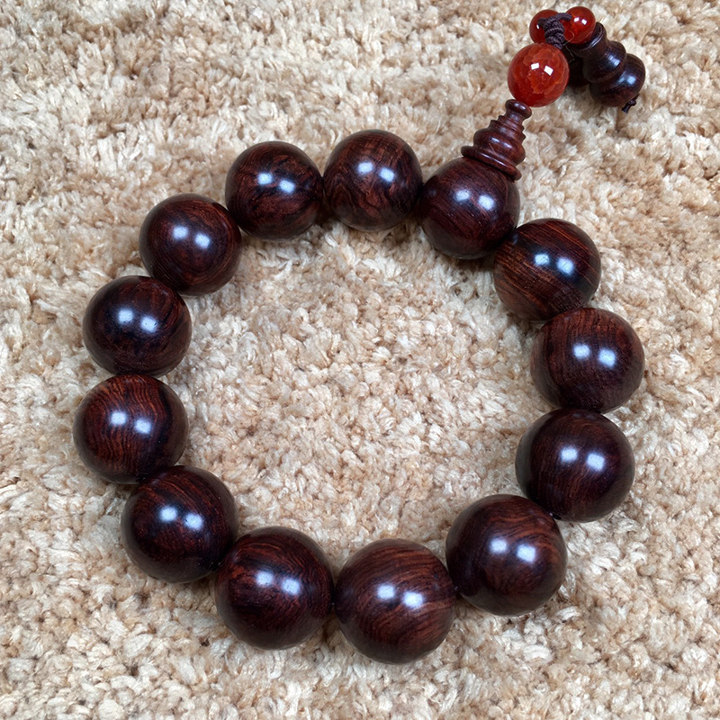 Hainan Scented Rosewood Bracelet 2.0 Face-to-Eye Purple Pear Old Materials Men&#039;s and Women&#039;s 108 Sea Yellow Beads Bracelet