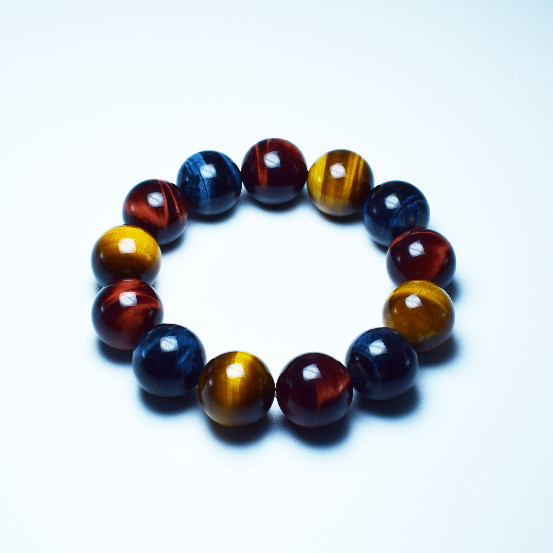 Fujingyuan Jewelry Natural Red Yellow Blue Three Colors Tiger-Eye Bracelet Tiger Eye Stone Agate Jade Bracelet