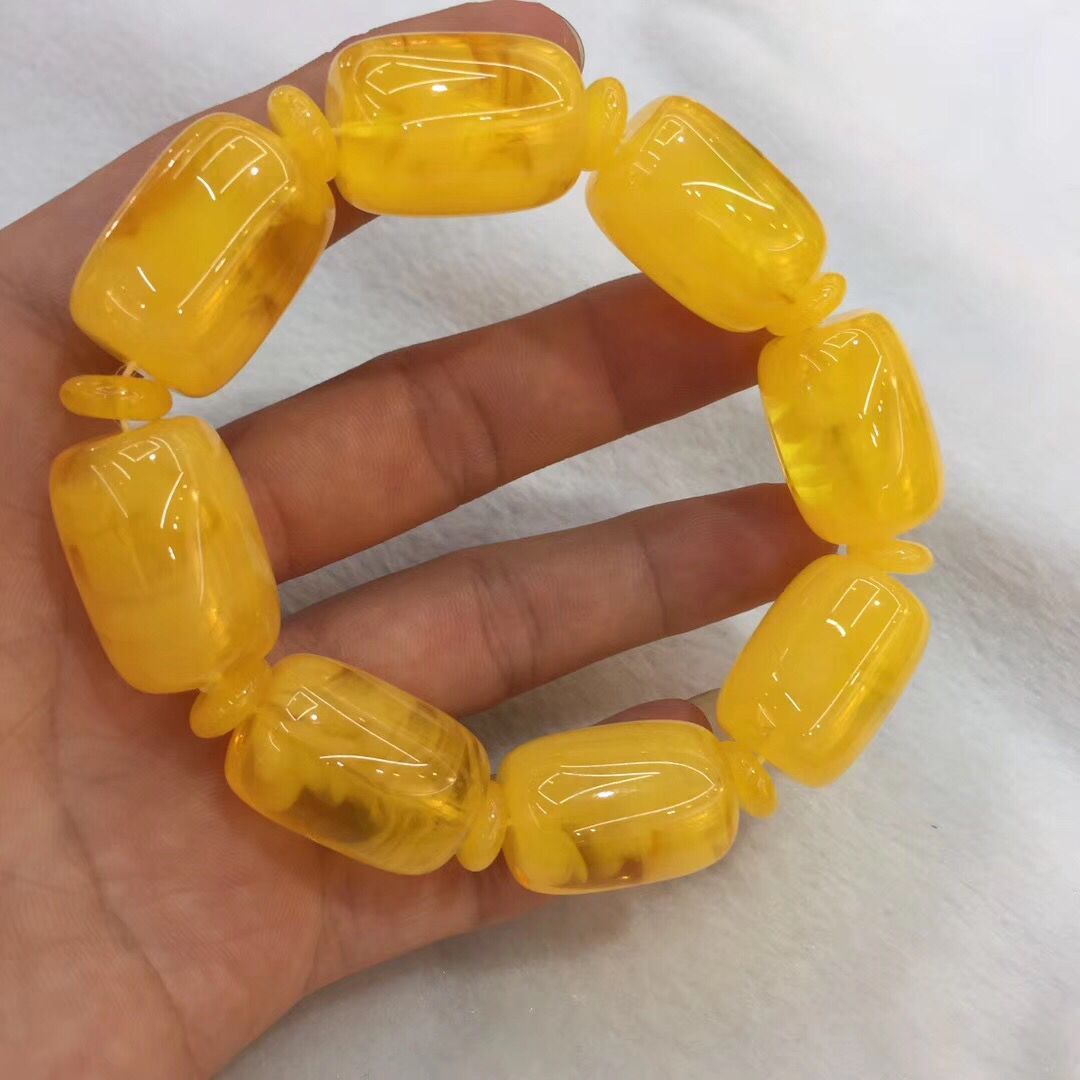 Natural second generation amber honey wax bracelet chicken oil yellow blood blue pearl honey wax bracelet hand string Natural second generation amber honey wax bracelet chicken oil yellow blood blue pearl honey wax bracelet hand string