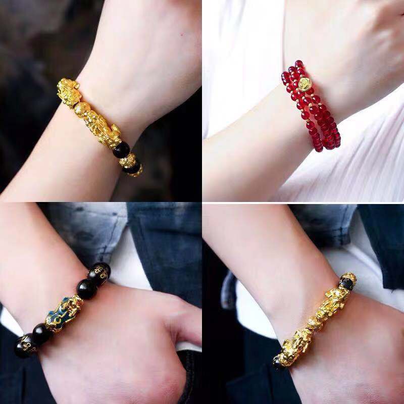 Vietnam Brass Alluvial Gold Color Retaining Yellow Gold Pi Xiu Bracelet Imitation 3D Hard Pure Gold Picchu Alluvial Gold Bracelet Non-Fading Jewelry