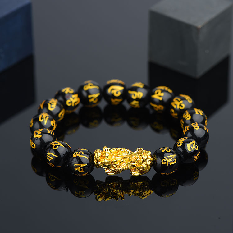 Vietnam Brass Alluvial Gold Color Retaining Yellow Gold Pi Xiu Bracelet Imitation 3D Hard Pure Gold Picchu Alluvial Gold Bracelet Non-Fading Jewelry