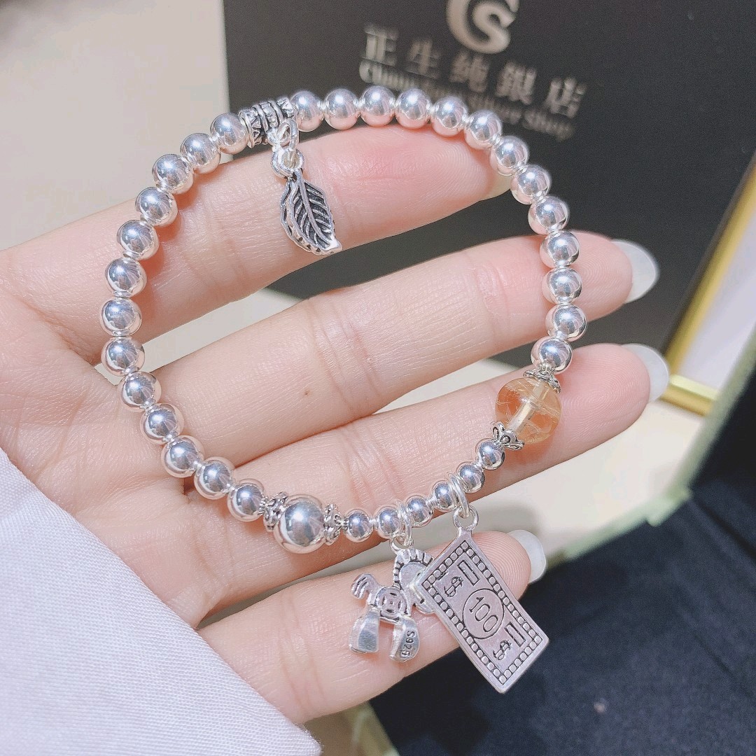S925 New Yellow Rutilated Quartz Rich Bracelet for a Girlfriend Cool Tide fu gu kuan Lucky Bracelets